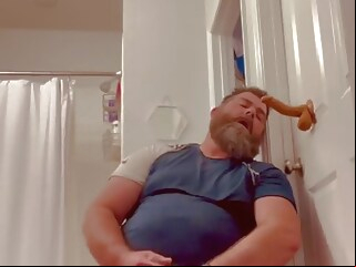 bear gay porn Stocky Thick Married Straight Bearded Bear playing with dildos and cumming big cock gay porn